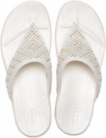 Crocs Monterey Shimmer Wedge Flip Women Oyster