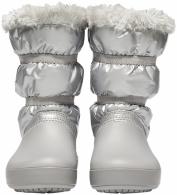 CROCS Girls’ Crocband™ LodgePoint Metallic Winter Boot Silver Metallic