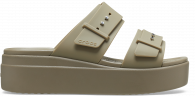 Womens Crocs Brooklyn Sandal Low Wedge Khaki