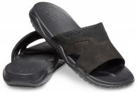 Crocs Swiftwater Leather Slide M Black / Black