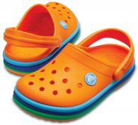 Kids Crocband Rainbow Band Clog Blazing Orange