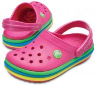 Kids Crocband Rainbow Band Clog Paradise Pink