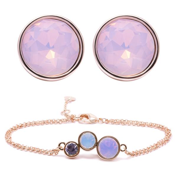 ANNIE ROSEWOOD Trio earrings and bracelet set in Rose gold