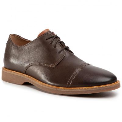 CLARKS Atticus Cap Dark Brown Lea