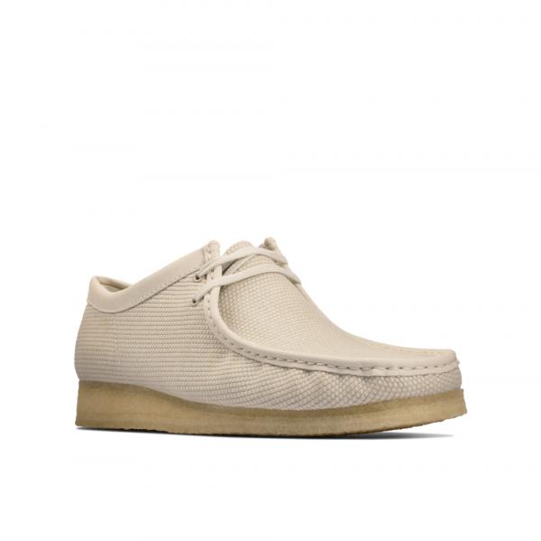 CLARKS Wallabee Off White Text