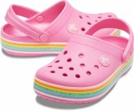  Crocs Crocband Rainbow Glitter Clog Kids Pink Lemonade