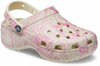 Crocs Classic Platform Snake Print Clog W Bone/Multi