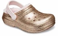  Kids’ Classic Glitter Lined Clog Gold / Barely Pink