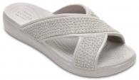 Crocs Sloane Embellished Cross-Strap Sandal Platinum